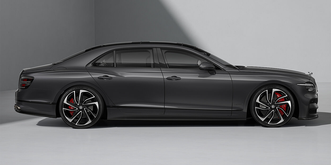 Gohm Sportwagen GmbH | Bentley Stuttgart New Bentley Flying Spur Speed sedan in Magnetic  paint profile with 22" Swept spoke Black & Machined wheels