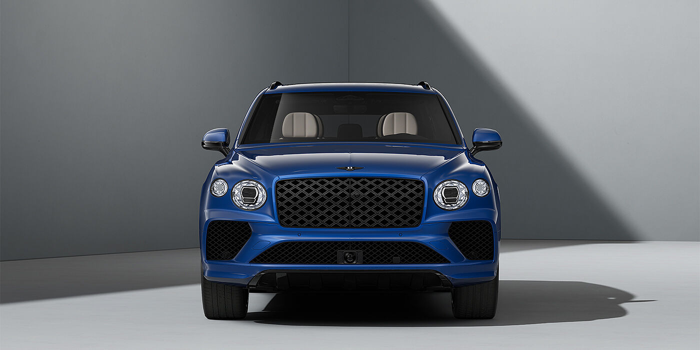 Gohm Sportwagen GmbH | Bentley Stuttgart Bentley Bentayga Artenara Edition SUV in Sequin Blue paint and 22" Mulliner Gloss Black wheels front 3/4 full front