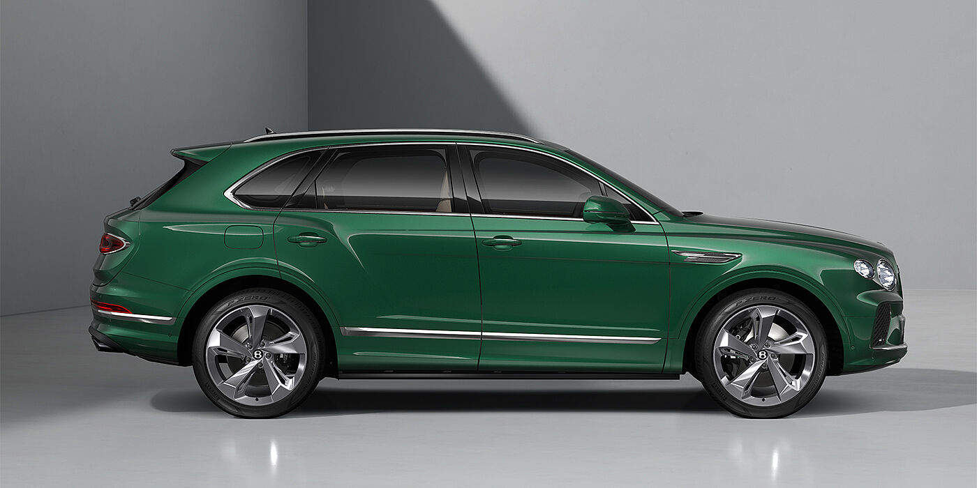 Gohm Sportwagen GmbH | Bentley Stuttgart Bentley Bentayga SUV in Verdant paint and 22" Five Spoke Directional Polished wheels - profile