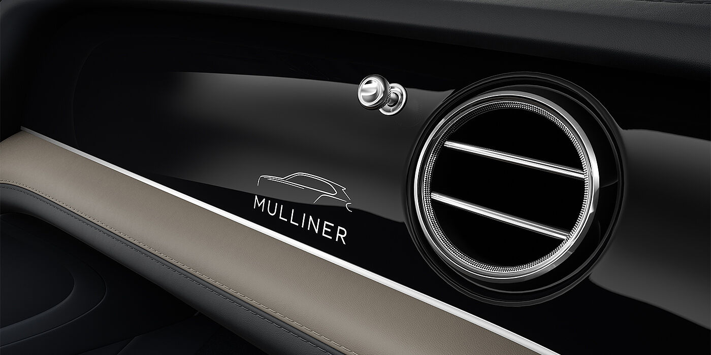 Gohm Sportwagen GmbH | Bentley Stuttgart Bentley Bentayga EWB Mulliner SUV veneer detail in Grand Black with Mulliner fascia badge