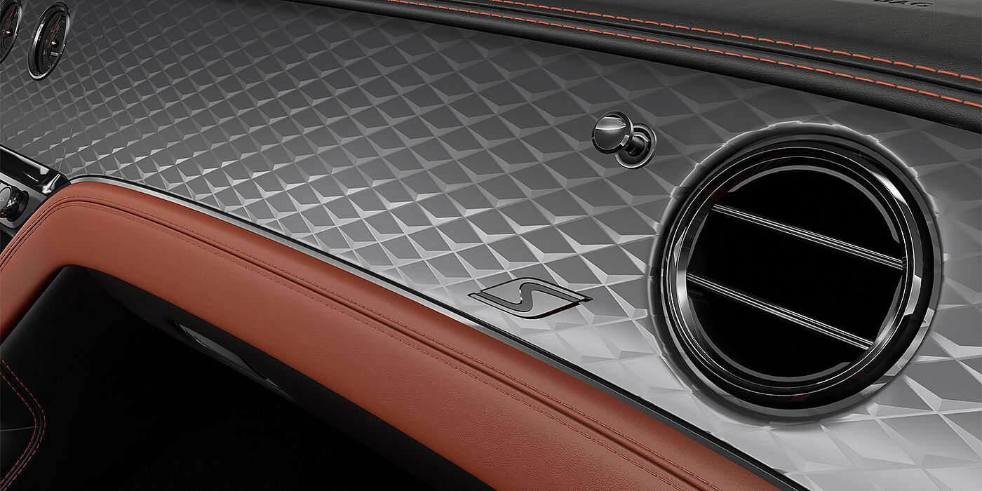 Gohm Sportwagen GmbH | Bentley Stuttgart Bentley Continental GT coupe veneer detail in Diamond Brushed Dark Tint Aluminium with Newmarket Tan and Beluga black hide