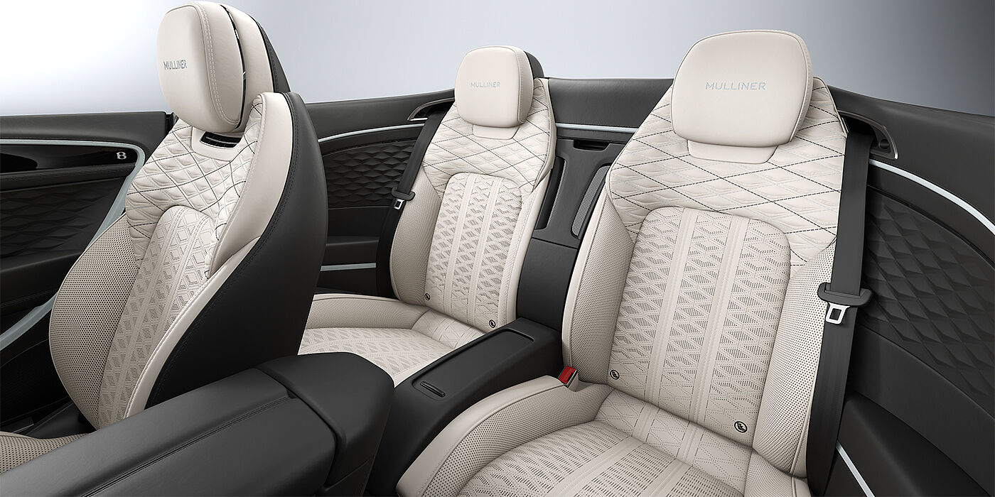 Gohm Sportwagen GmbH | Bentley Stuttgart Bentley Continental GTC Mulliner convertible rear interior in Linen and Beluga black hides with Breeze accent hide