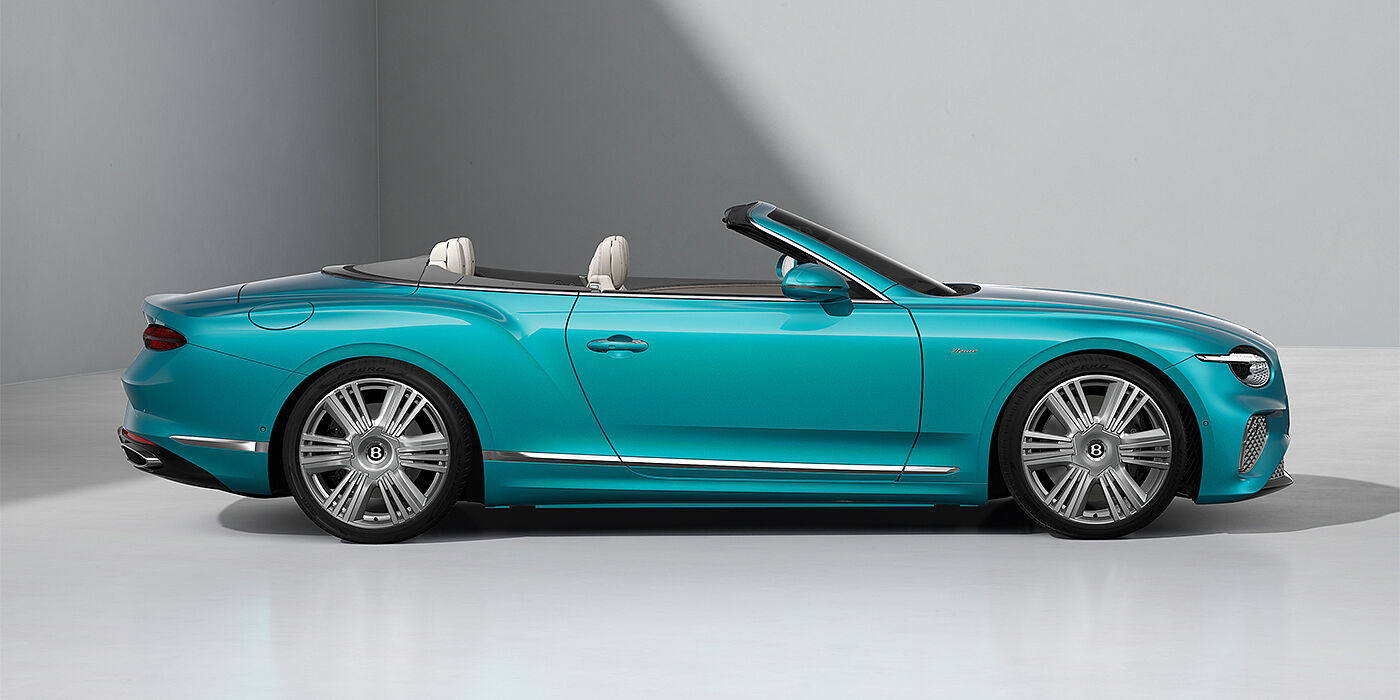 Gohm Sportwagen GmbH | Bentley Stuttgart Bentley Continental GTC Azure convertible in Topaz Blue paint and 22" Azure wheels - profile