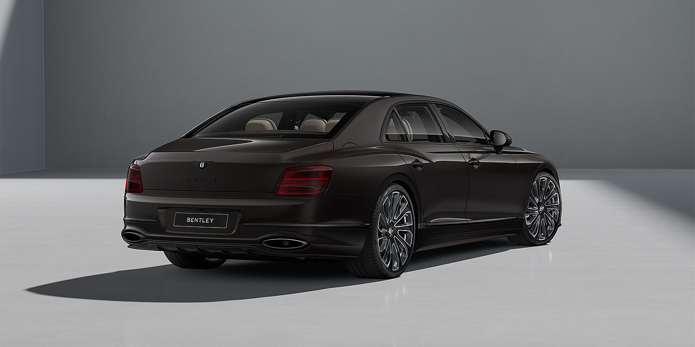 Gohm Sportwagen GmbH | Bentley Stuttgart New Bentley Flying Spur Mulliner sedan in Havana brown paint rear 3/4 with 22" Mulliner Black Painted & Polished wheels
