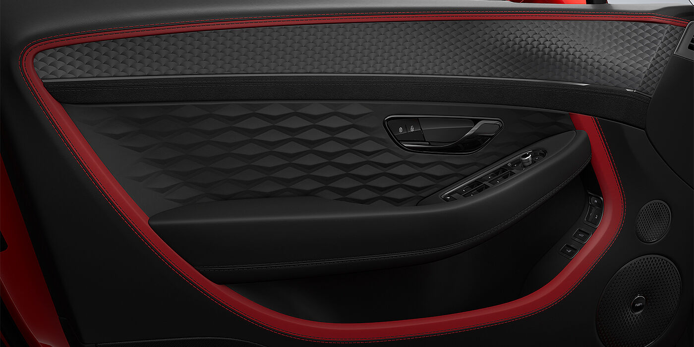 Gohm Sportwagen GmbH | Bentley Stuttgart Bentley Continental GTC Speed convertible door detail in Hotspur red and Beluga black hides