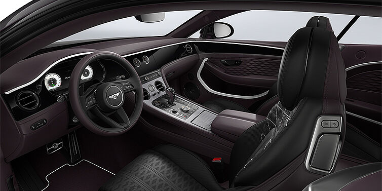 Gohm Sportwagen GmbH | Bentley Stuttgart Bentley Continental GT Mulliner coupe front interior in Beluga black and Damson hides with white accent hide