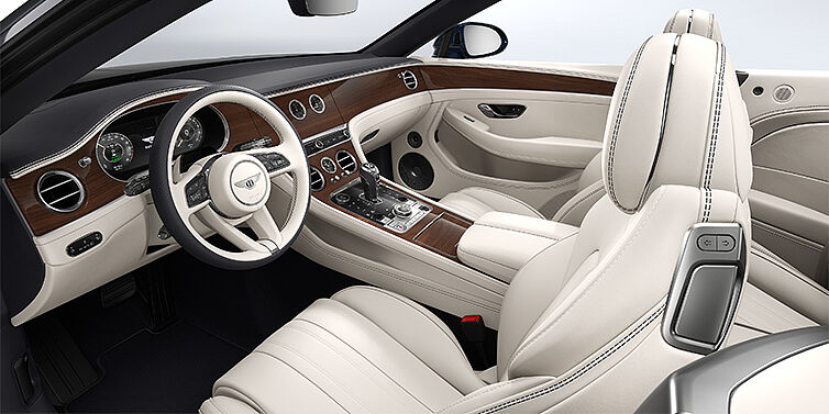 Gohm Sportwagen GmbH | Bentley Stuttgart Bentley Continental GTC convertible front interior in Linen and Imperial Blue hides