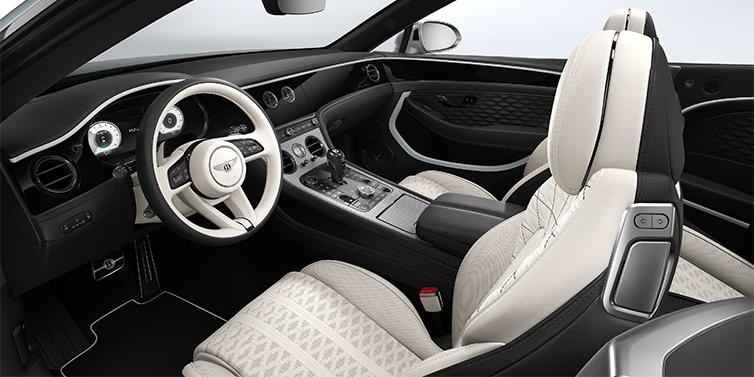 Gohm Sportwagen GmbH | Bentley Stuttgart Bentley Continental GTC Mulliner convertible front interior in Linen and Beluga black hides with Breeze accent hide