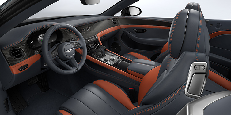 Gohm Sportwagen GmbH | Bentley Stuttgart Bentley Continental GTC S convertible interior in Newmarket Tan and Beluga Black hides with Carbon Fibre veneer