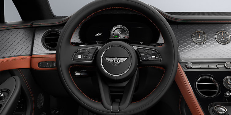 Gohm Sportwagen GmbH | Bentley Stuttgart Bentley Continental GT Coup&eacute; Lenkrad und Armaturenbrett in Newmarket Tan und Beluga Black Leder mit Diamond Brushed Dark Tint Aluminium Furnier