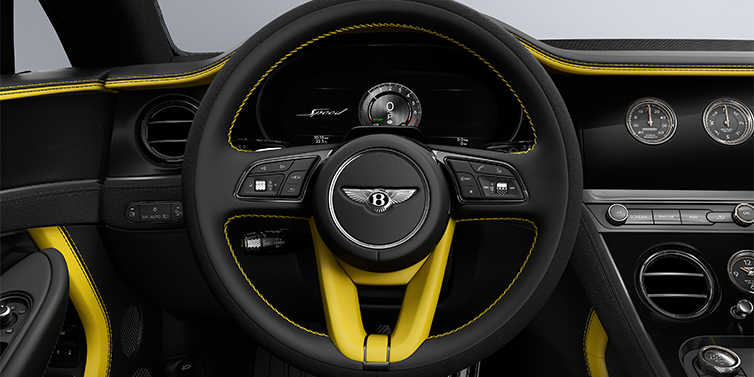 Gohm Sportwagen GmbH | Bentley Stuttgart Bentley Continental GT Speed coupe steering wheel in Cyber Yellow and Beluga black hides